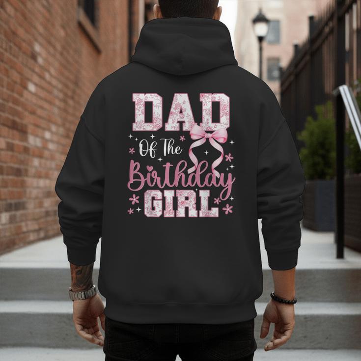 Dad Of The Birthday Girl Pink Bow Flower Birthday Girl Men's Hoodie Back Print