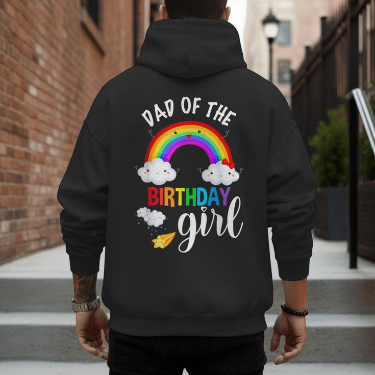 Dad Of The Birthday Girl Rainbow B-Day Matching Family Men's Hoodie Back Print