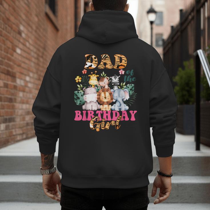 Dad Of The Birthday Girl Zoo Theme Animal Party Safari Cool Men's Hoodie Back Print
