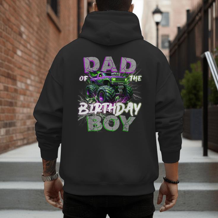 Dad Of The Birthday Monster Truck Family Matching Party Men's Hoodie Back Print