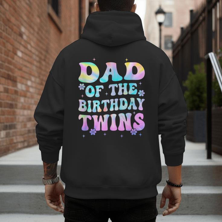 Dad Of The Birthday Twins Girls Kids Party Retro Bday Men's Hoodie Back Print