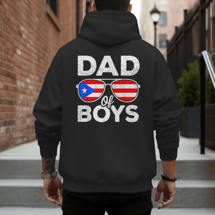 Dad Of Boys Fathers Day Retro Puerto Rico Flag Boricua Dad Men's Hoodie Back Print
