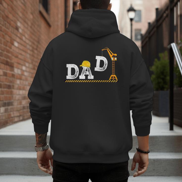 Dad Construction Excavator Family Matching Bday Party Men's Hoodie Back Print