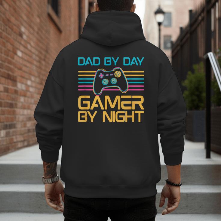 Dad By Day Gamer By Night Video Games Lover Gamer Dad Men's Hoodie Back Print