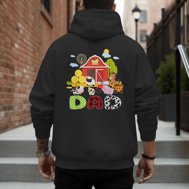 Dad Farm Animal Birthday Family Matching Party Men's Hoodie Back Print