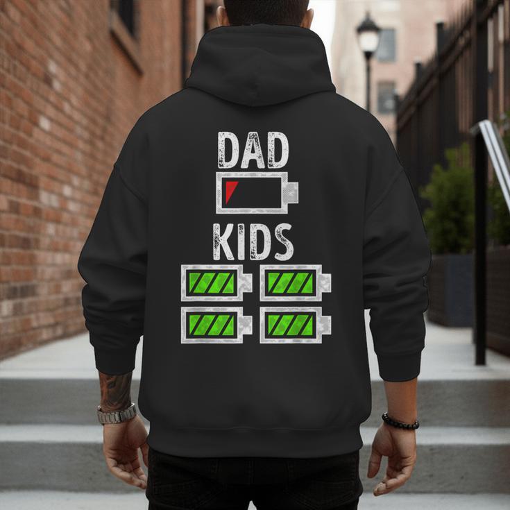 Dad Of Four Low Battery Father Of 4 Kids Dad Men's Hoodie Back Print