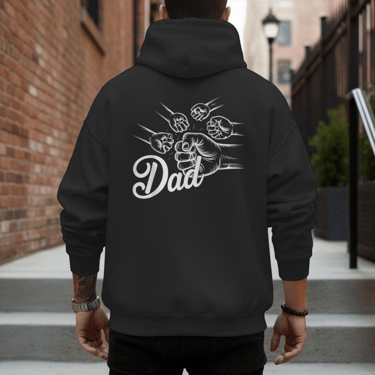 Dad Of Four Toddler Kids Fathers Day Fist Bump Family Men's Hoodie Back Print