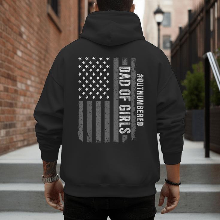 Dad Of Girls Outnumbered Fathers Day 2025 For Dad Daughters Men's Hoodie Back Print