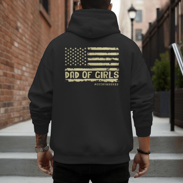 Dad Of Girls Outnumbered US Flag Father's Day Daughter Dad Men's Hoodie Back Print