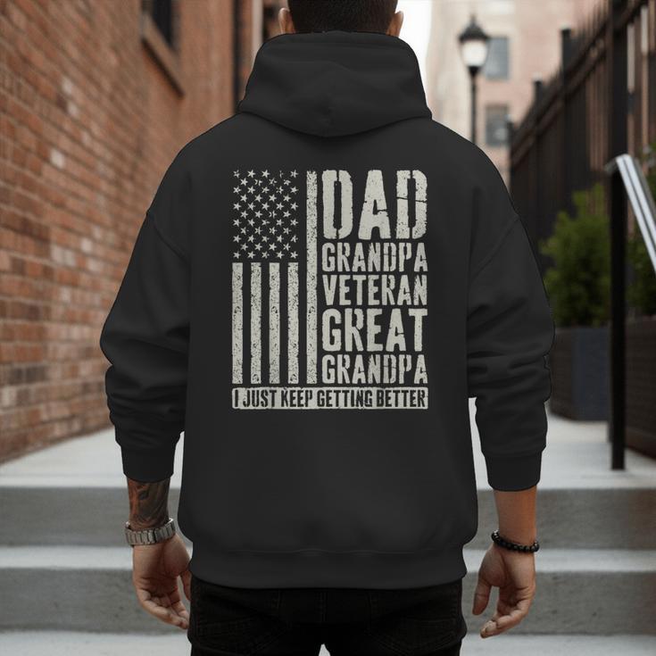 Dad Grandpa Veteran Great Grandpa Men's Hoodie Back Print