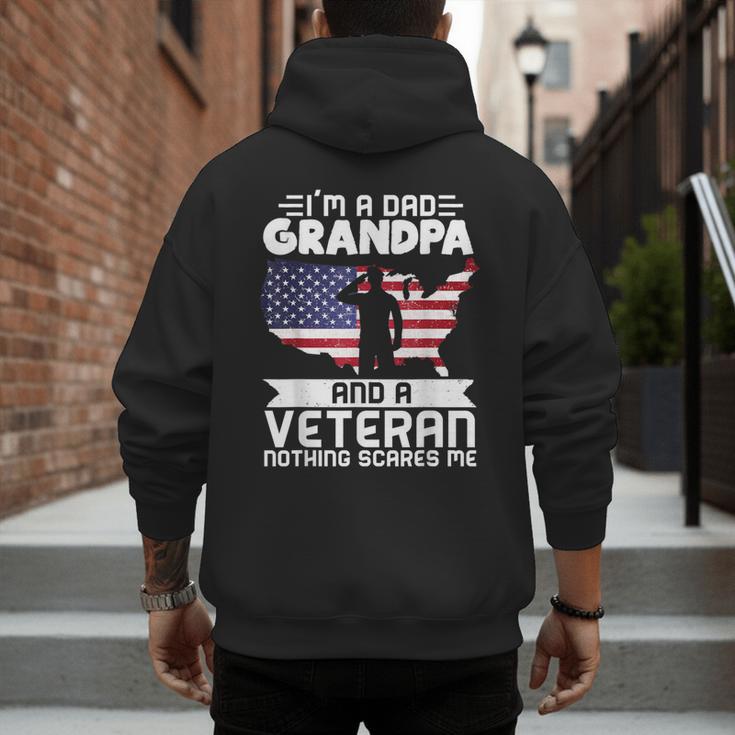 Dad Grandpa Veteran Nothing Scares Patriotic Veterans Day Men's Hoodie Back Print Dad Grandpa Veteran Nothing Scares Patriotic Veterans Day Men's Hoodie Back Print