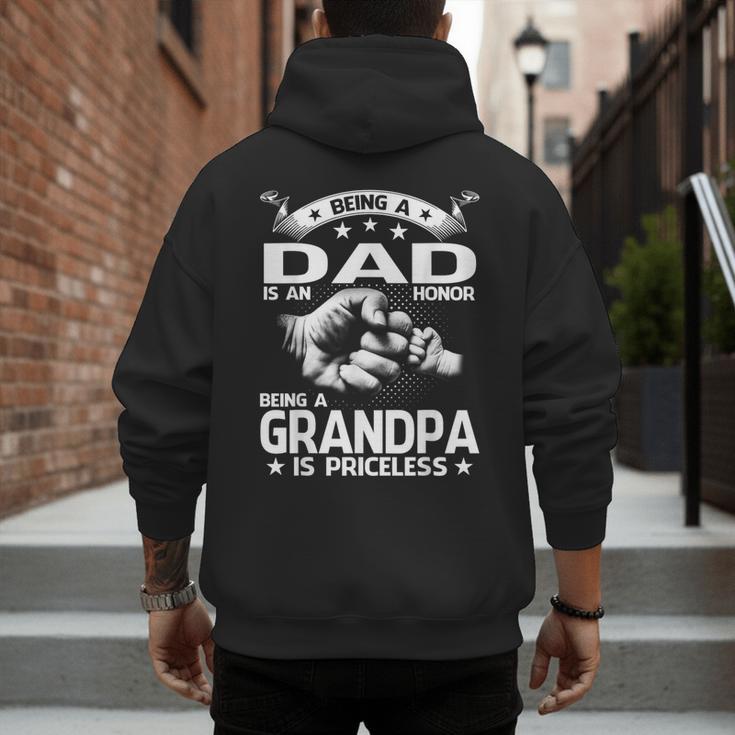 Being A Dad Is An Honor Being A Grandpa Is Priceless Men's Hoodie Back Print