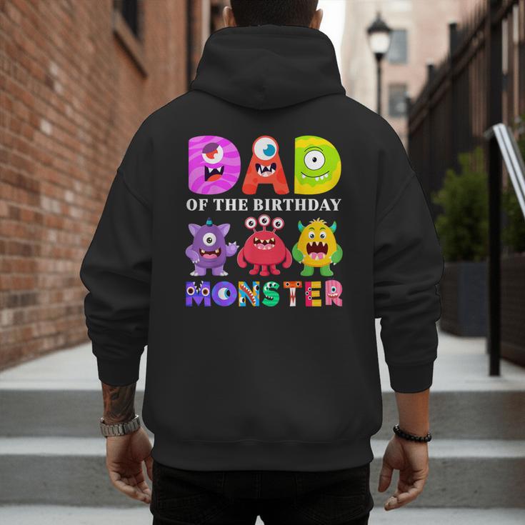 Dad Little Monster Kids 1st Birthday Party Family Monster Small Men's Hoodie Back Print