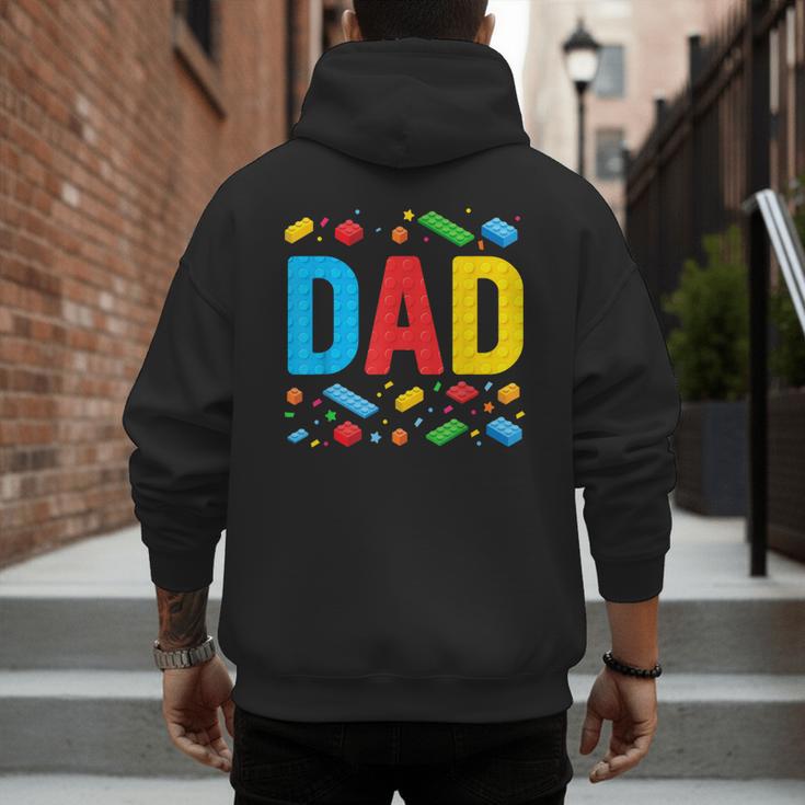 Dad Master Builder Building Bricks Blocks Family Fathers Day Men's Hoodie Back Print