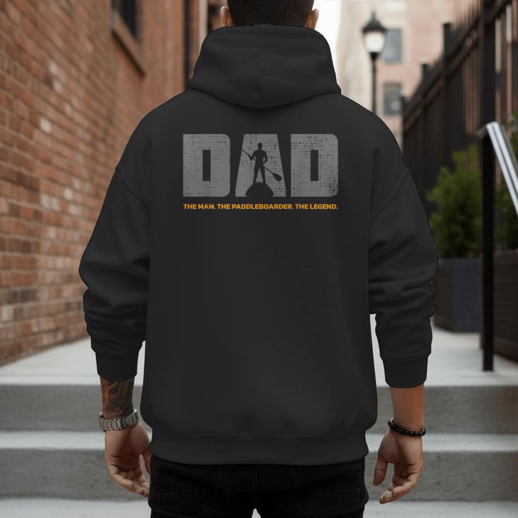 Dad Paddleboarder On SUP Paddle Board Dad Standup Paddling Men's Hoodie Back Print