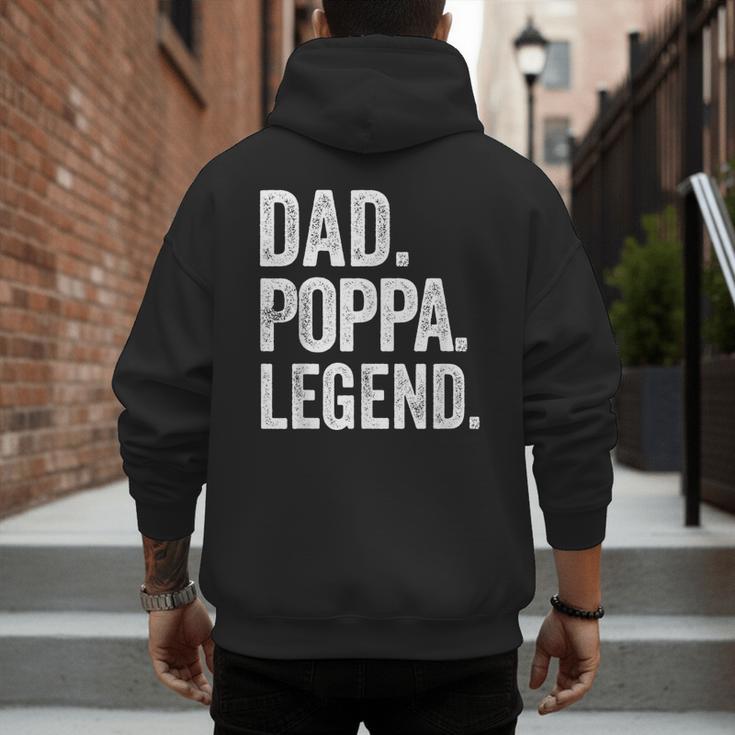 Dad Poppa Legend Vintage Distressed Bold Poppa Graphic Men's Hoodie Back Print