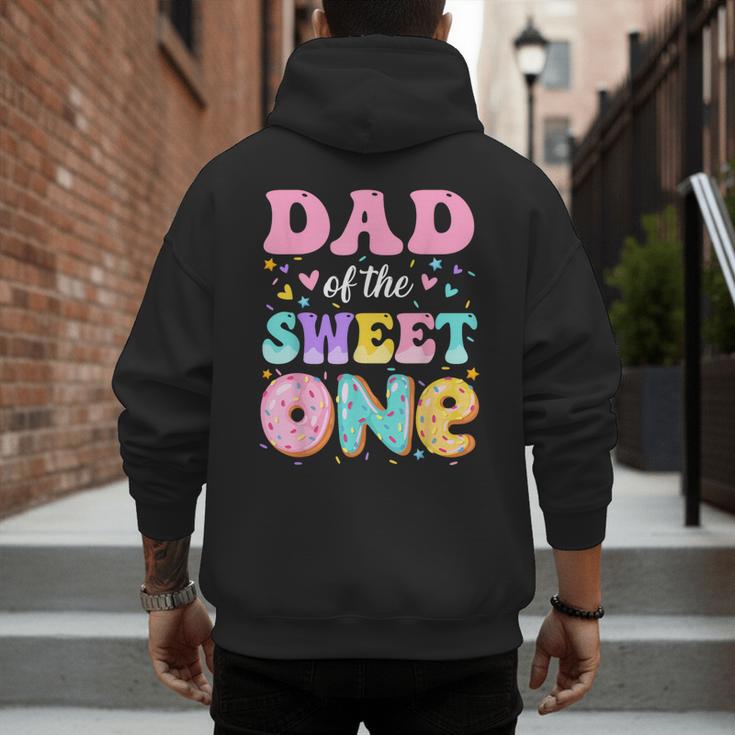 Dad Of The Sweet One 1st Birthday Donut Bday Party Men's Hoodie Back Print