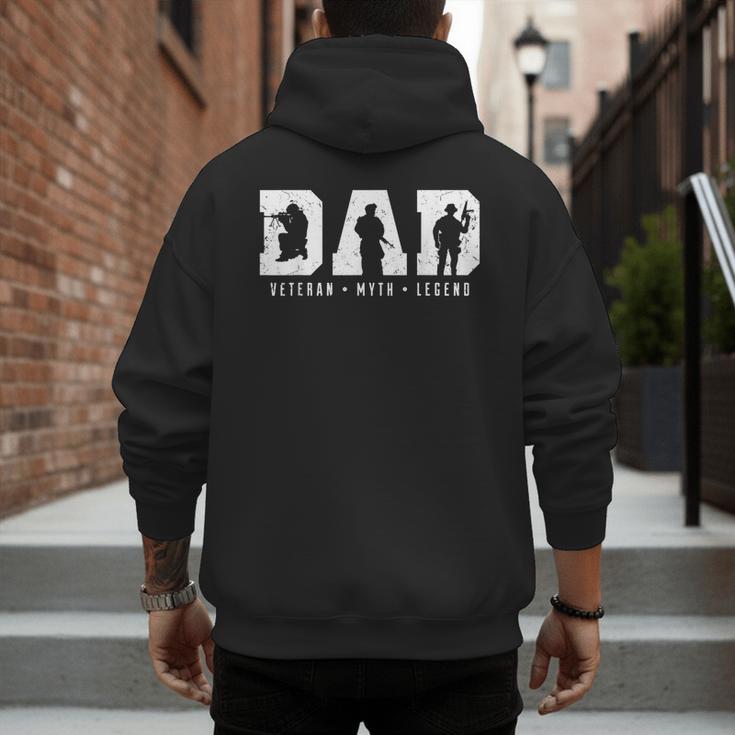 Dad Veteran Myth Legend Dad Military Father Men's Hoodie Back Print