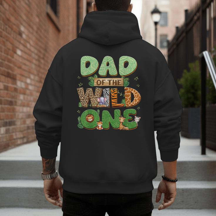 Dad Of The Wild One Birthday Family Matching Party Decor Men's Hoodie Back Print