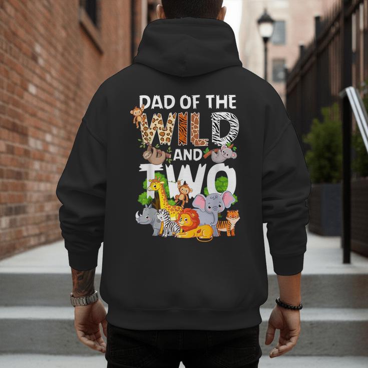Dad Of The Wild Two Zoo 2nd Birthday Safari Jungle Animal Men's Hoodie Back Print