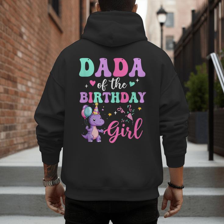 Dada Of The Birthday For Girl Dinosaur T-Rex Party Family Men's Hoodie Back Print