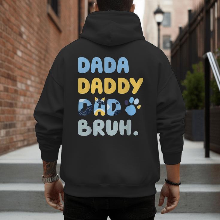 Dada Daddy Dad Bruh Fathers Day Blue Dog Men's Hoodie Back Print