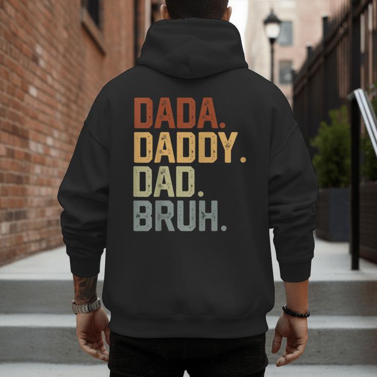 Dada Daddy Dad Bruh Retro Vintage Fathers Day Vintage Men's Hoodie Back Print
