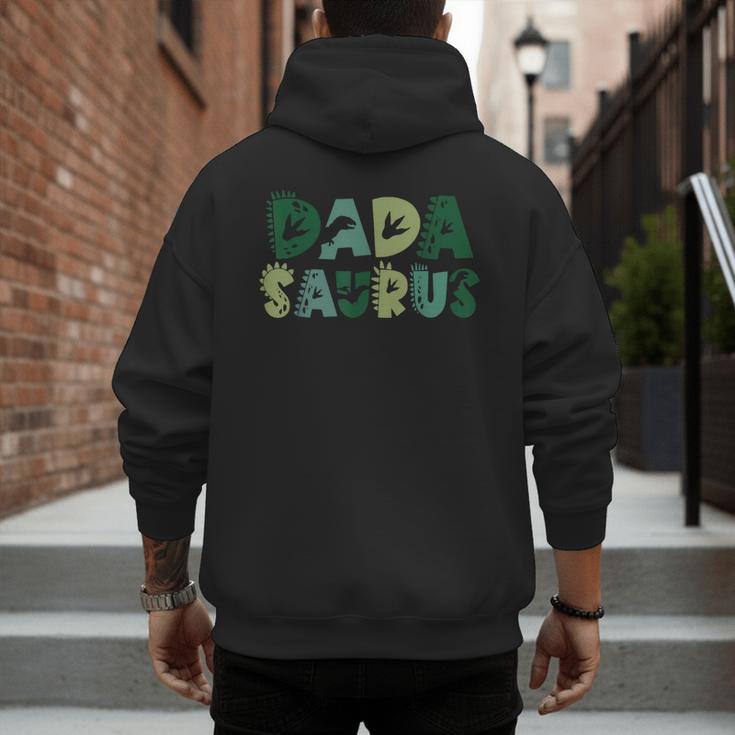 Dada Saurus Dad Dinosaur Three Rex Birthday Boy Girl Family Men's Hoodie Back Print