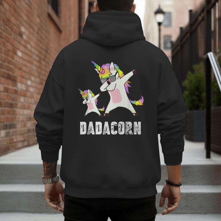 Dadacorn Shirt Unicorn Dad And Baby Best Father Men's Hoodie Back Print
