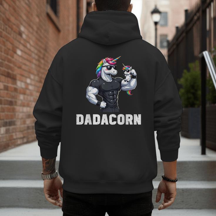 Dadacorn Unicorn Dad Papa Father's Day Daughter Men's Hoodie Back Print