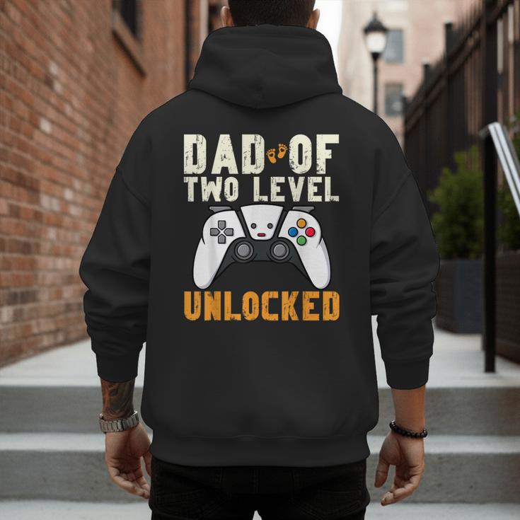 Daddy Again Leveled Up To Dad Of 2 Gamer Dad Level Unlocked Men's Hoodie Back Print