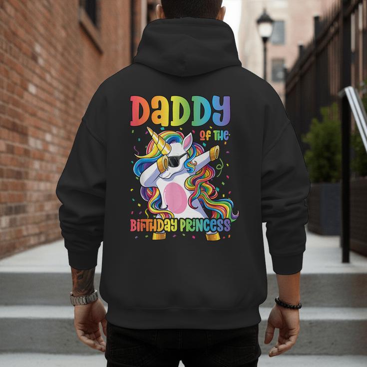 Daddy Of The Birthday Princess Girl Dabbing Unicorn Dad Men's Hoodie Back Print