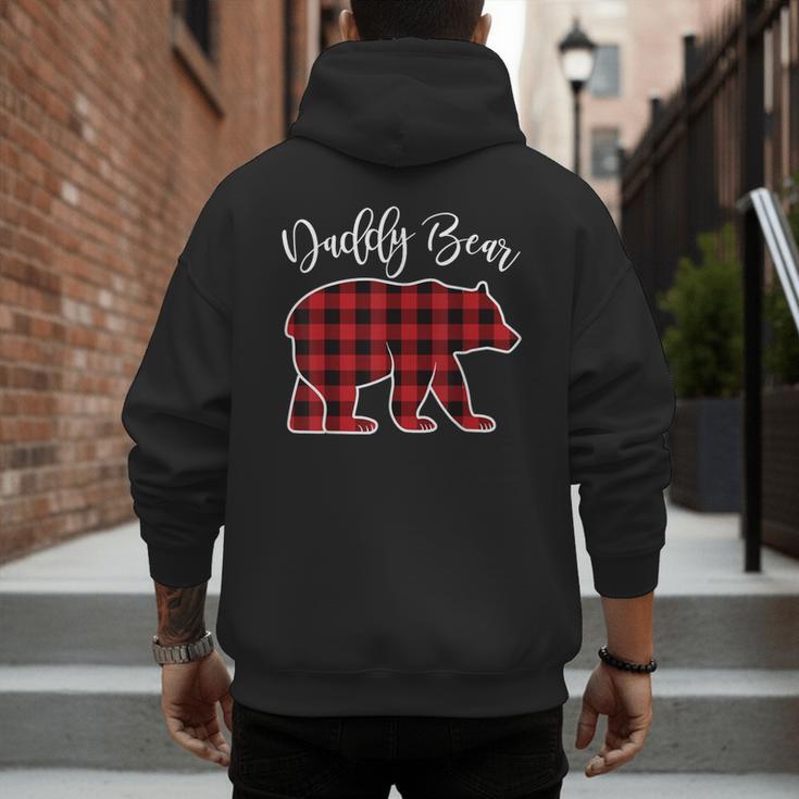 Daddy Dad Bear Pajama Red Buffalo Xmas Family Christmas Men's Hoodie Back Print