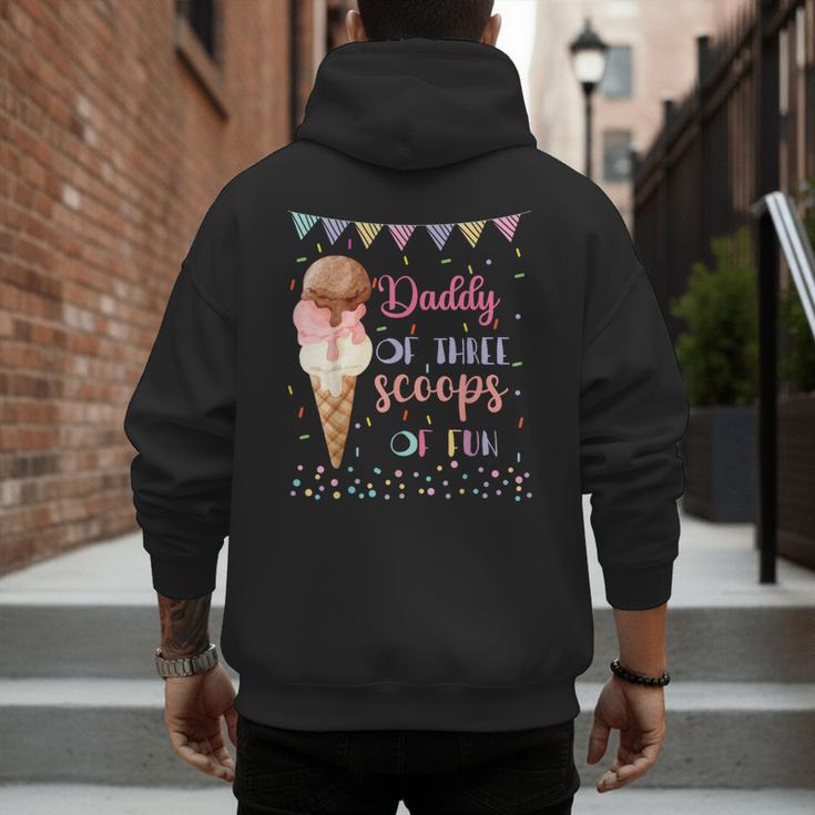 Daddy Dad Ice Cream Third Birthday Three Scoops Of Fun Men's Hoodie Back Print