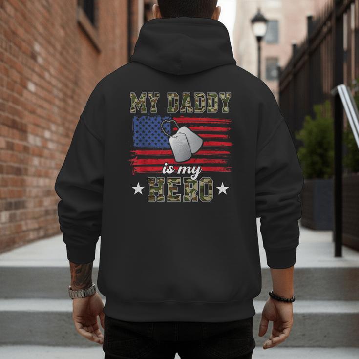 My Daddy Is My Hero Military Dad American Flag Army Proud Ar Men's Hoodie Back Print