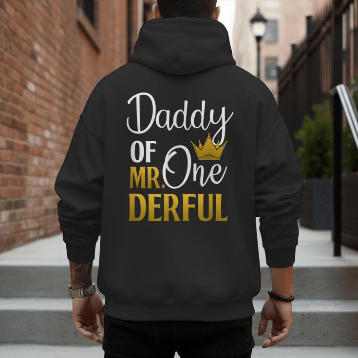 Daddy Of Mr Onederful 1st Birthday Father's Day First Daddy Men's Hoodie Back Print