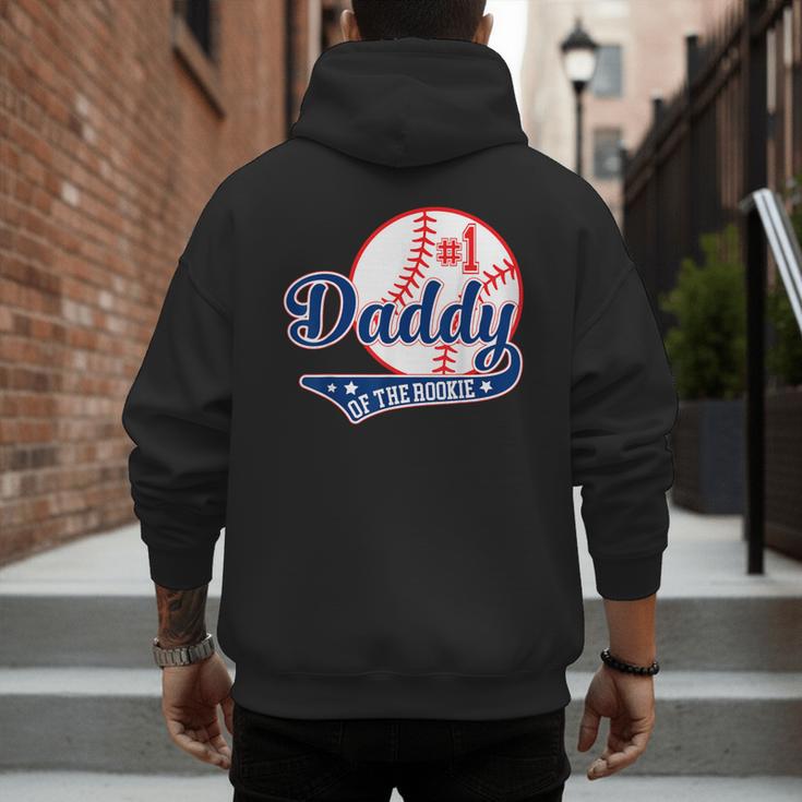 Daddy Of Rookie 1st Birthday Baseball Theme Matching Party Men's Hoodie Back Print Daddy Of Rookie 1st Birthday Baseball Theme Matching Party Men's Hoodie Back Print