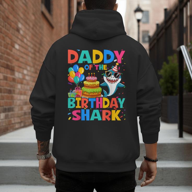 Daddy Of The Shark Birthday Dad Matching Family Men's Hoodie Back Print