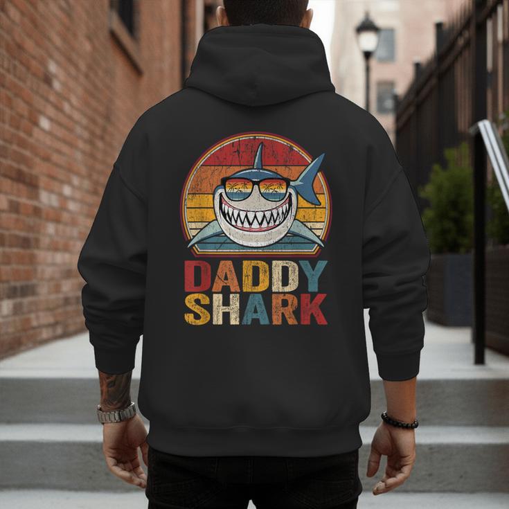 Daddy Shark Retro Shark Shirt Pajamas For Dad Dad Men's Hoodie Back Print