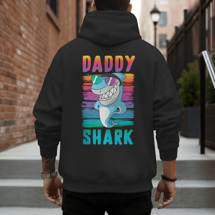 Daddy Shark Retro Vintage Dad Men's Hoodie Back Print