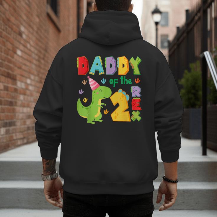 Daddy Of The Two Rex 2Nd Birthday Boy Dinosaur T-Rex Men's Hoodie Back Print