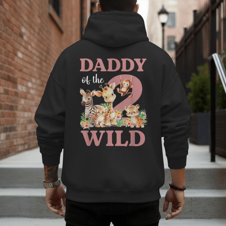 Daddy Of The Two Wild Zoo 2nd Birthday Safari Jungle Animal Men's Hoodie Back Print