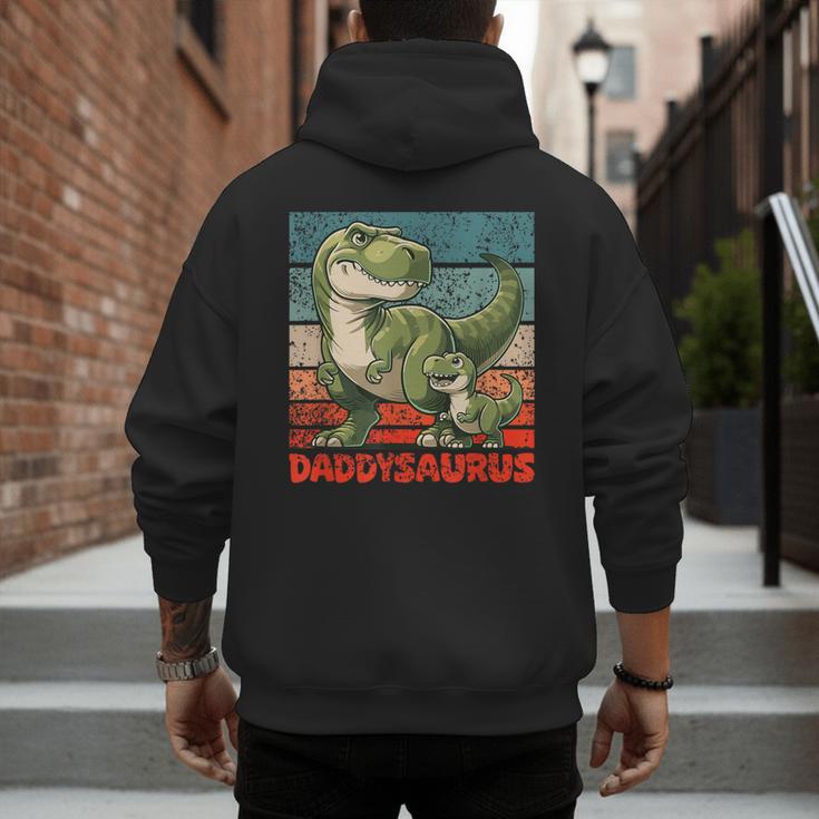 Daddysaurus Father's Day Best Dad T-Rex Papa Men's Hoodie Back Print