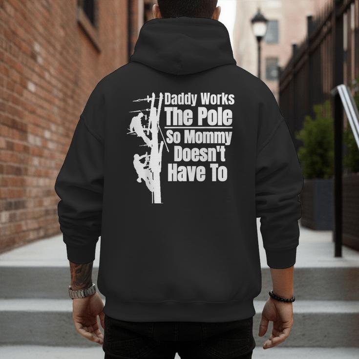 Dads Electrical Lineman Gear Husband & Lineman Wife Men's Hoodie Back Print