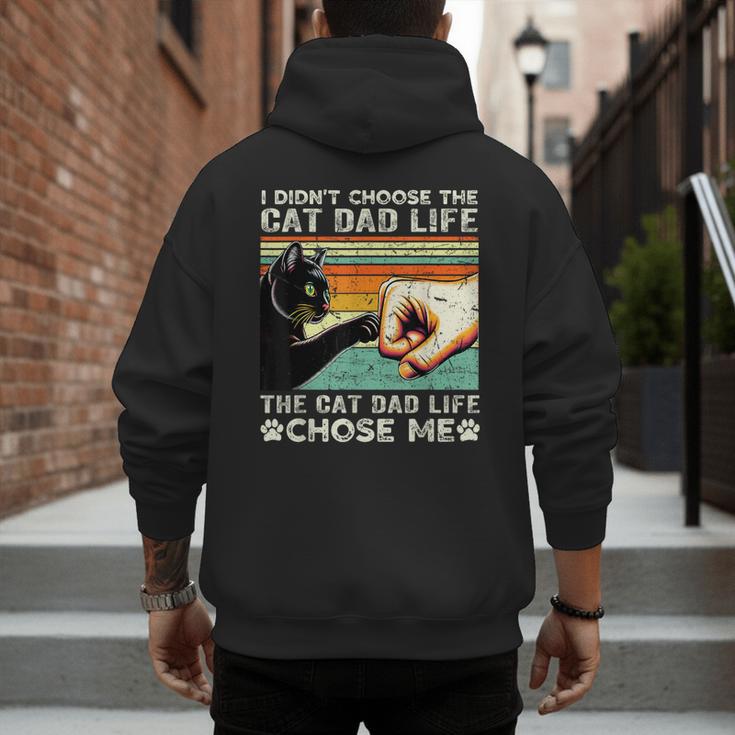 I Didn't Choose The Cat Dad Life Funny Cat Lovers Vintage Men's Hoodie Back Print