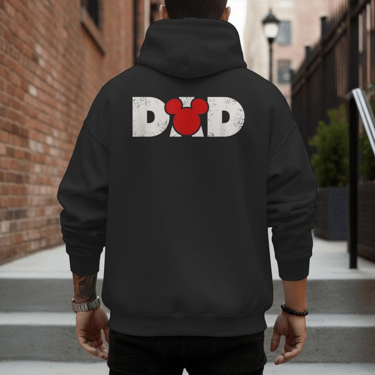 Disney Mickey And Friends Dad Mickey Distressed Text Logo Men's Hoodie Back Print