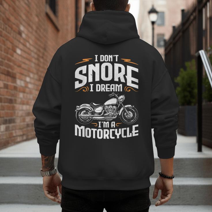 I Don't Snore I Dream I'm A Motorcycle Biker Dad Men's Hoodie Back Print