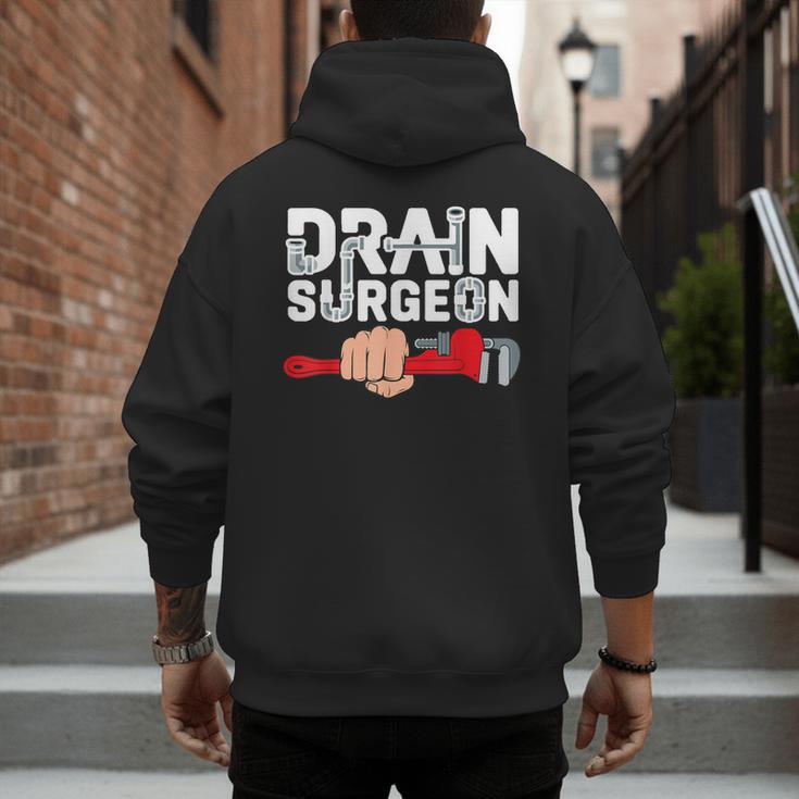Drain Surgeon Plumber Job Professional Dad Men Men's Hoodie Back Print