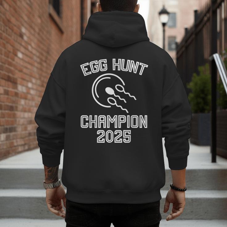 Egg Hunt Champion 2025 First Time Dad Pregnancy Reveal Men's Hoodie Back Print
