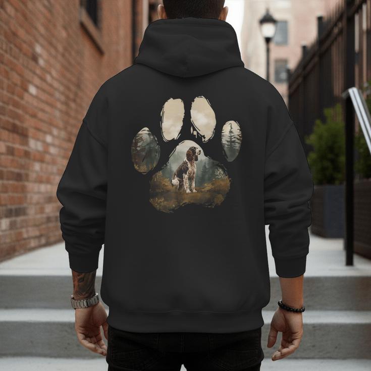 English Springer Spaniel Mountain Paw Dog Mom Dad Men's Hoodie Back Print